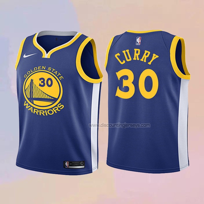 Kid's Golden State Warriors Stephen Curry NO 30 2017-18 Blue Jersey